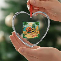 Retro Tropical Summerween Heart Crystal Glass Ornament Halloween Summer Beach Cocktail Boo - Wonder Print Shop