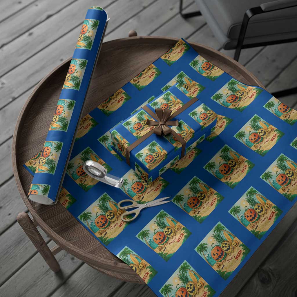 Retro Tropical Summerween Wrapping Paper Roll Halloween Summer Beach Cocktail Boo - Wonder Print Shop