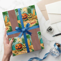 Retro Tropical Summerween Wrapping Paper Roll Halloween Summer Beach Cocktail Boo - Wonder Print Shop