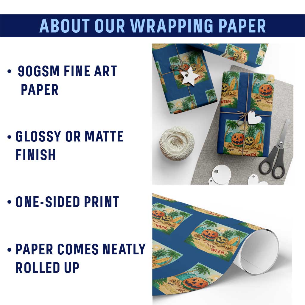 Retro Tropical Summerween Wrapping Paper Roll Halloween Summer Beach Cocktail Boo - Wonder Print Shop