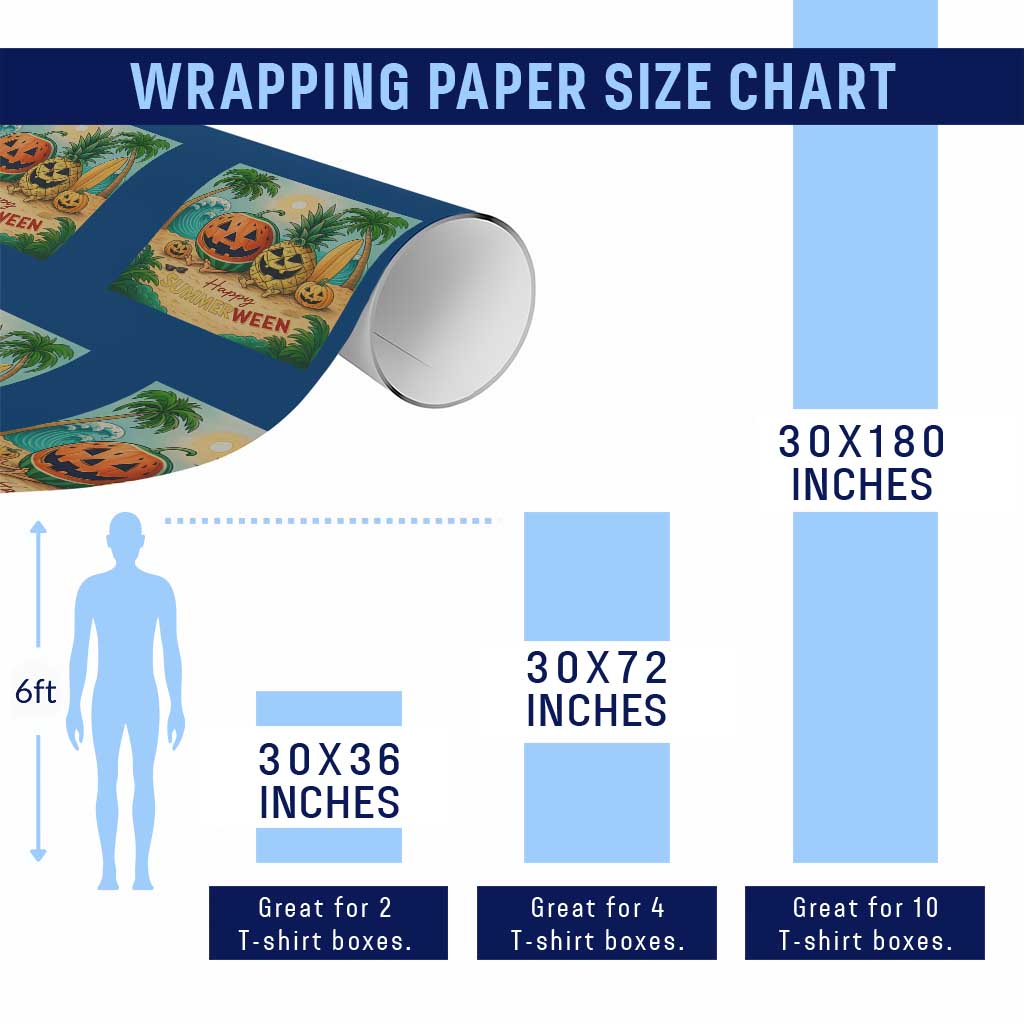 Retro Tropical Summerween Wrapping Paper Roll Halloween Summer Beach Cocktail Boo - Wonder Print Shop