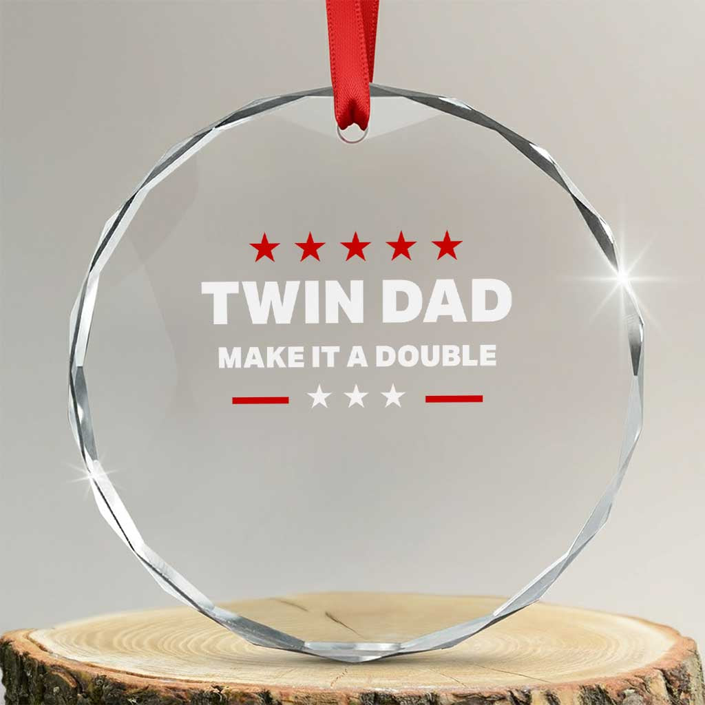 Retro Twin Dad Crystal Glass Ornament Make It A Double Fathers Day