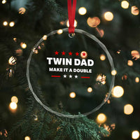 Retro Twin Dad Crystal Glass Ornament Make It A Double Fathers Day