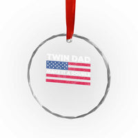 Retro Twin Dad Crystal Glass Ornament Make It A Double US Flag Fathers Day