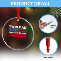 Retro Twin Dad Crystal Glass Ornament Make It A Double US Flag Fathers Day
