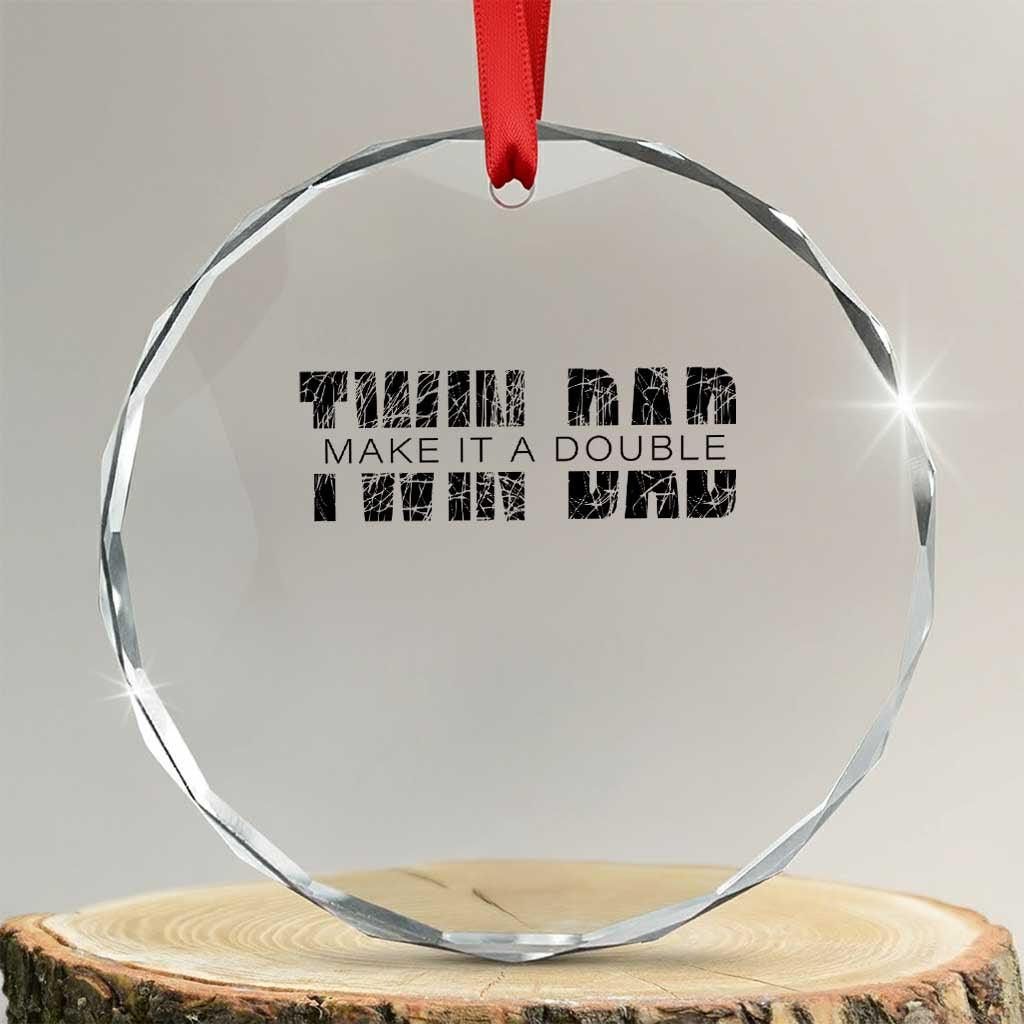 Retro Twin Dad Crystal Glass Ornament Subtle Make It A Double Fathers Day
