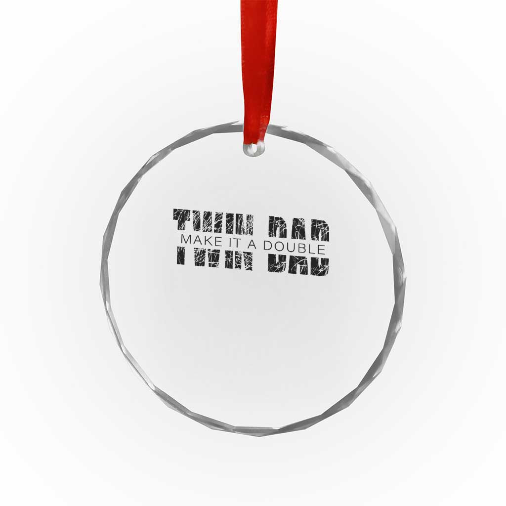 Retro Twin Dad Crystal Glass Ornament Subtle Make It A Double Fathers Day