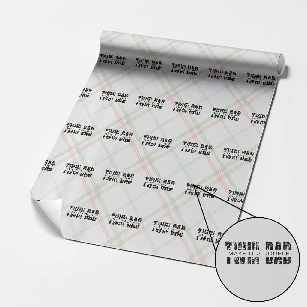 Retro Twin Dad Wrapping Paper Roll Subtle Make It A Double Fathers Day