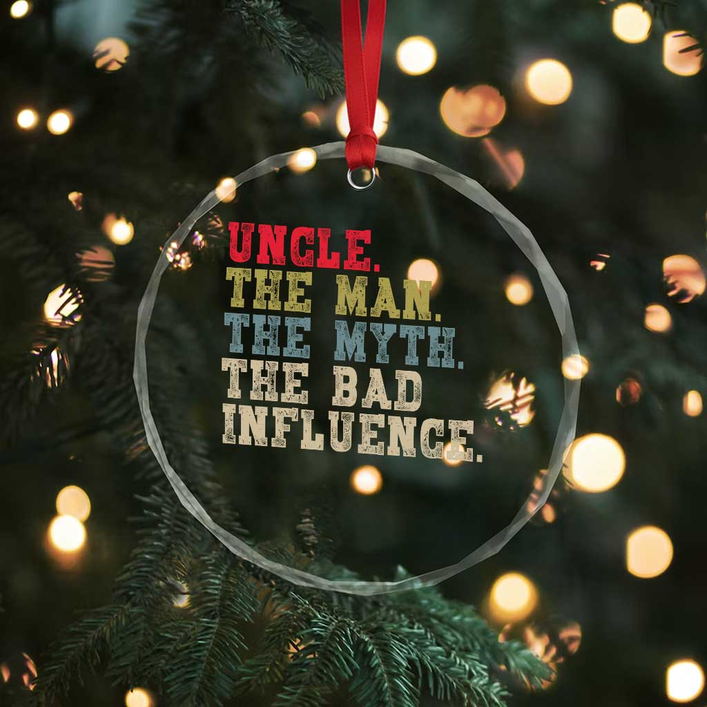 Retro Uncle Crystal Glass Ornament Best Funny Uncle Fathers Day - Wonder Print Shop