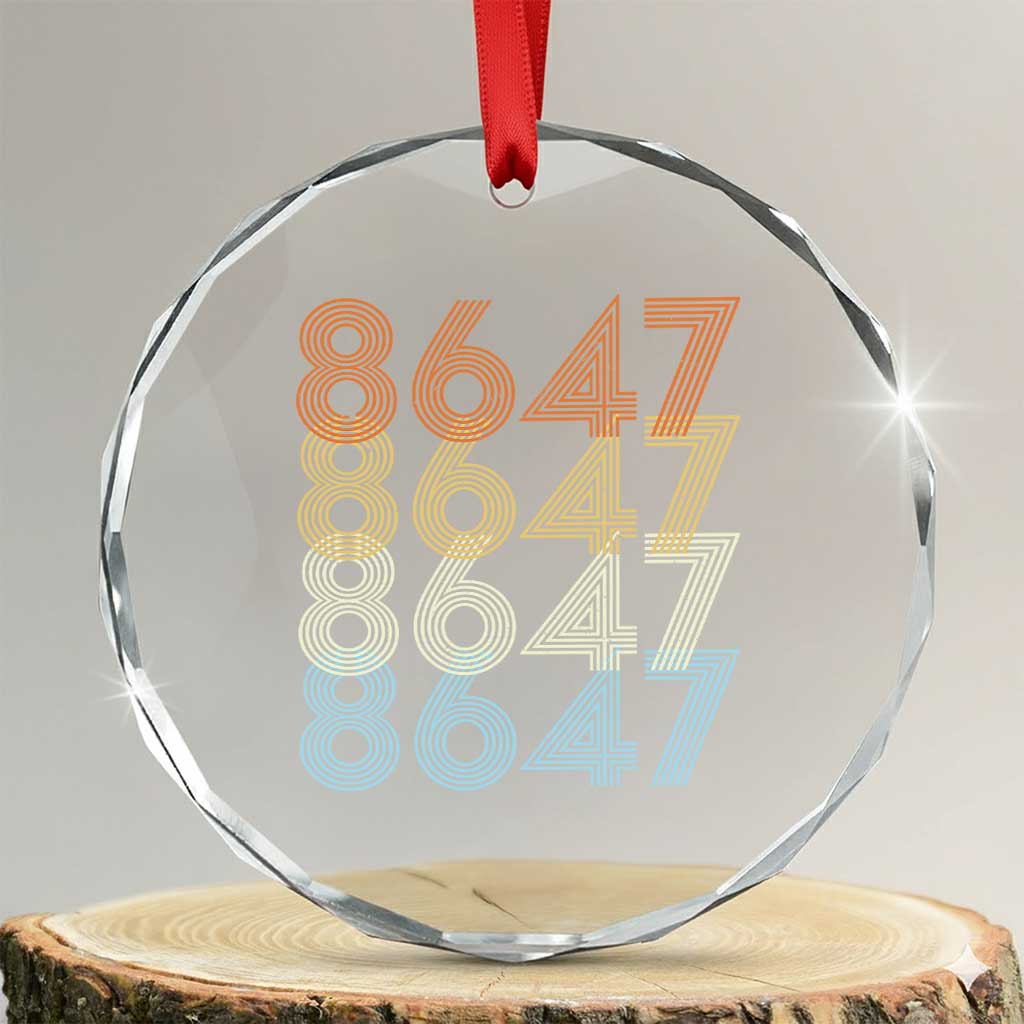 Retro Vintage 8647 Crystal Glass Ornament Freedom Protest Stripe Graphic