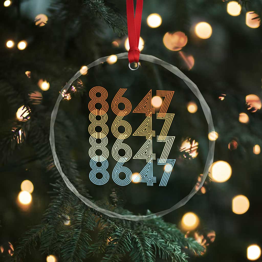 Retro Vintage 8647 Crystal Glass Ornament Freedom Protest Stripe Graphic