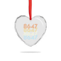 Retro Vintage 8647 Heart Crystal Glass Ornament Freedom Protest Stripe Graphic