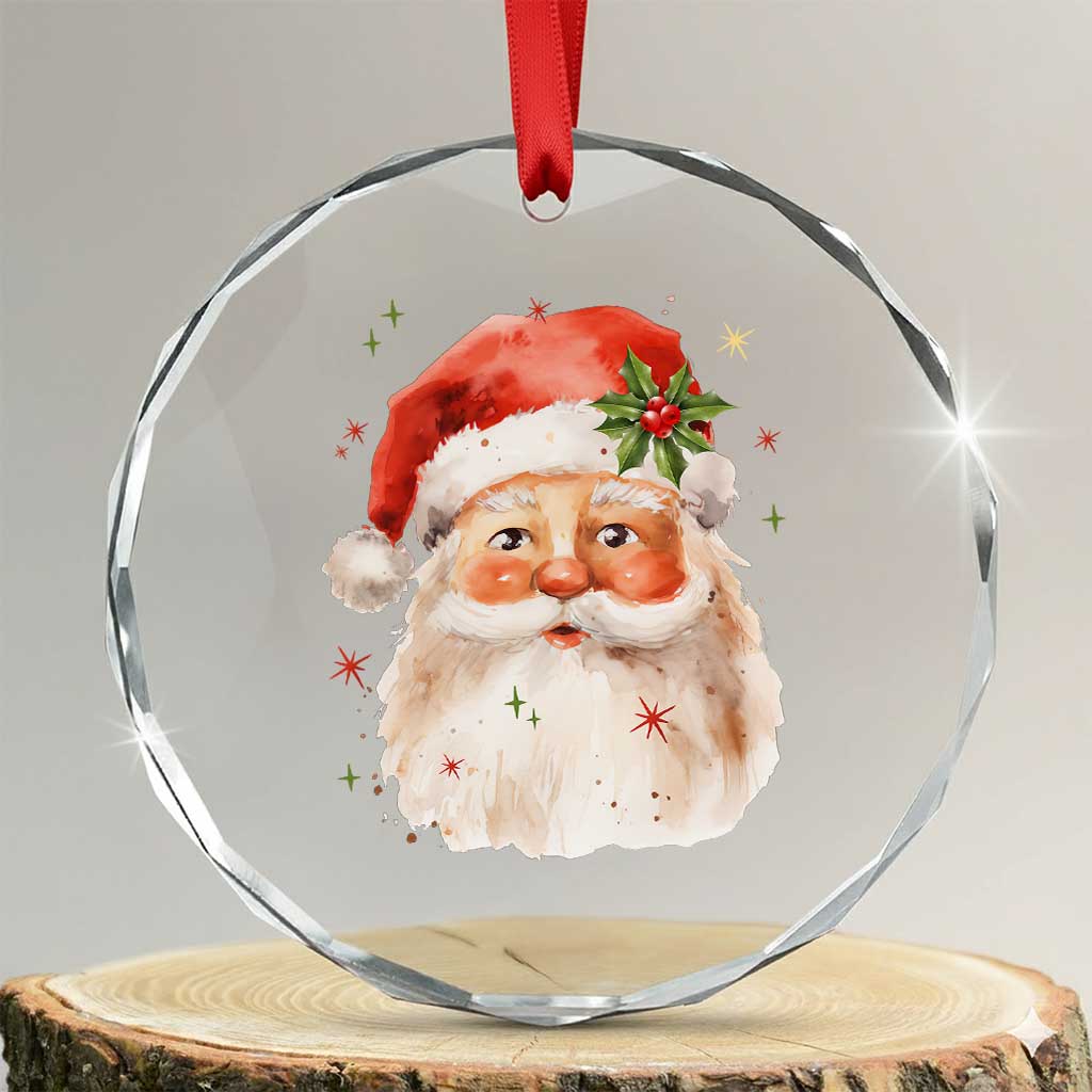 Retro Vintage Christmas Santa Claus Face Xmas Old Fashioned Crystal Glass Ornament TS02