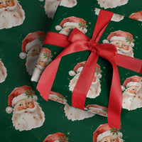 Retro Vintage Christmas Santa Claus Face Xmas Old Fashioned Wrapping Paper Roll