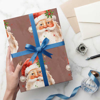 Retro Vintage Christmas Santa Claus Face Xmas Old Fashioned Wrapping Paper Roll
