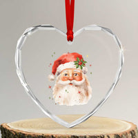 Retro Vintage Christmas Santa Claus Face Xmas Old Fashioned Heart Crystal Glass Ornament - Wonder Print Shop