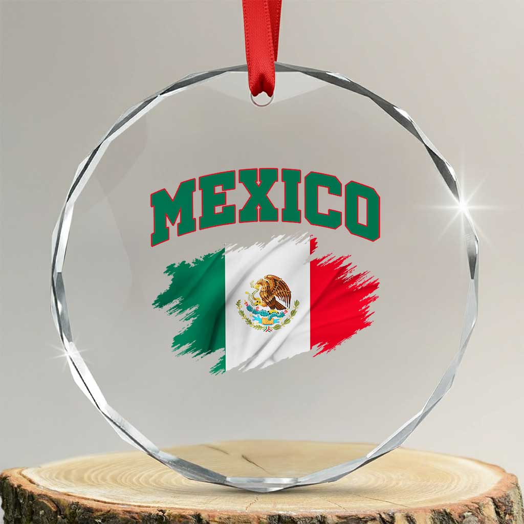 Retro Vintage Mexico Flag Crystal Glass Ornament Mexican Pride Gift