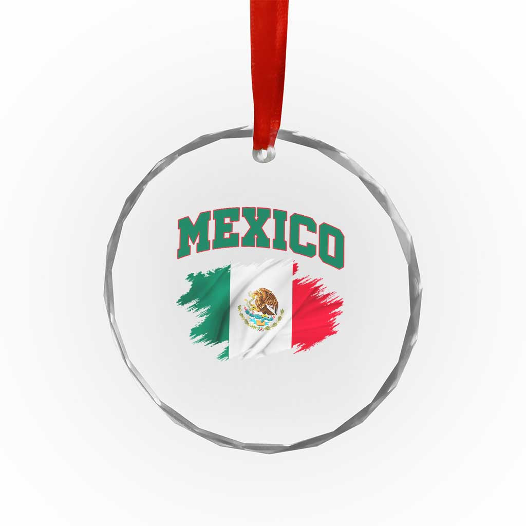 Retro Vintage Mexico Flag Crystal Glass Ornament Mexican Pride Gift