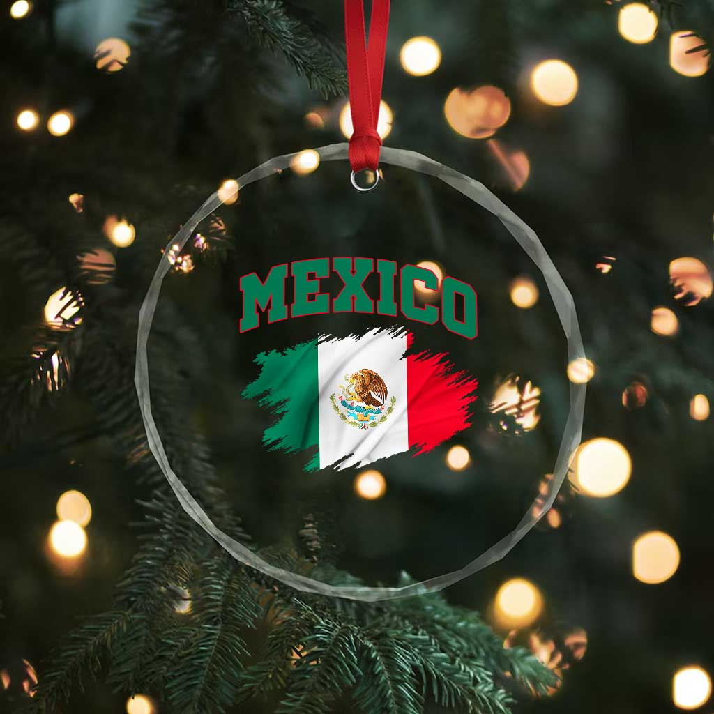 Retro Vintage Mexico Flag Crystal Glass Ornament Mexican Pride Gift