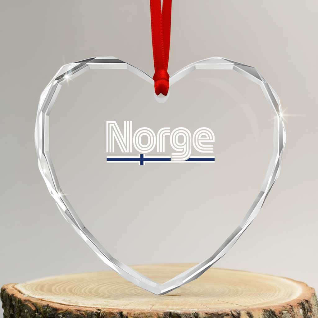 Retro Vintage Norge Flag Heart Crystal Glass Ornament Norway Norwegian Pride Heritage Scandinavian