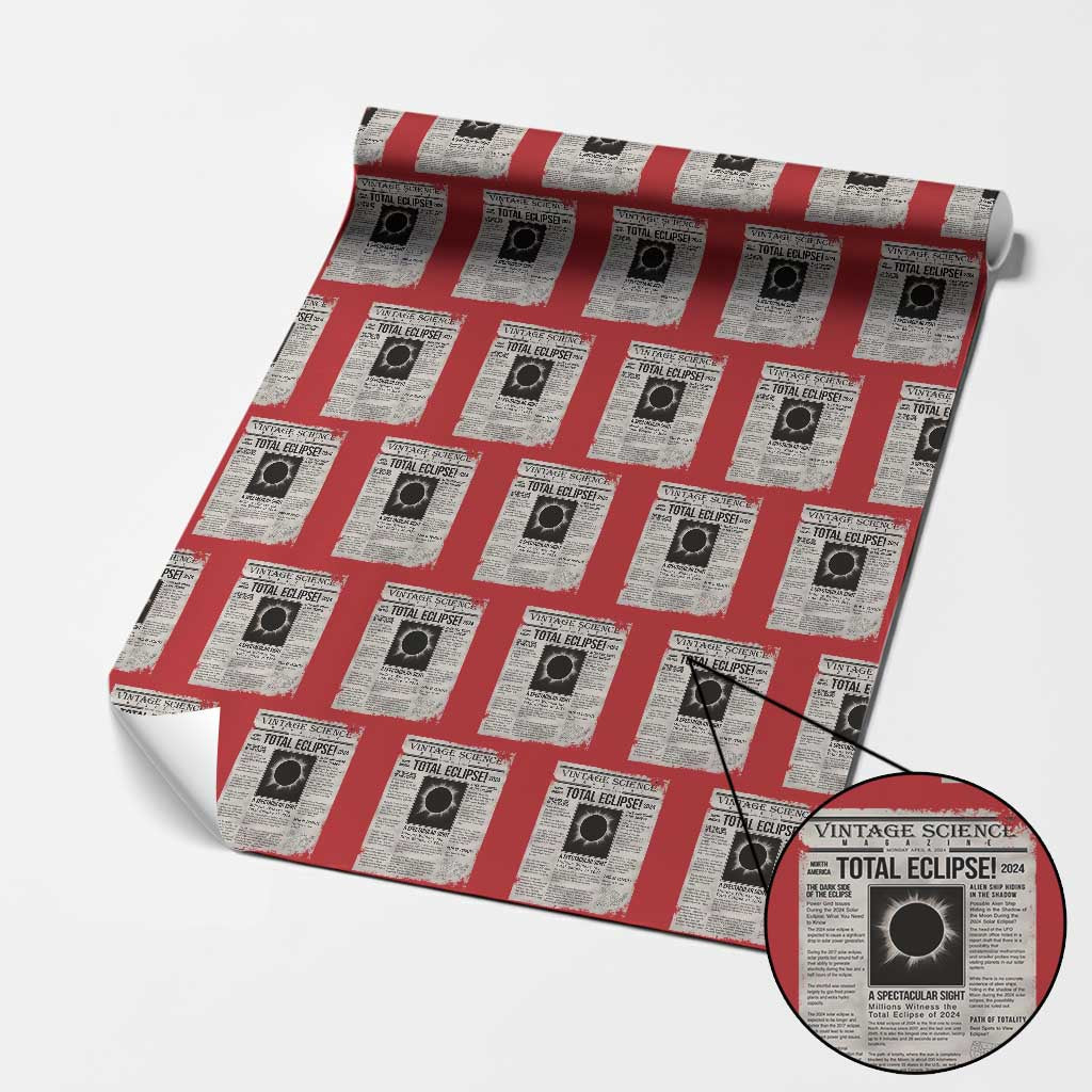 Retro Vintage Science Magazine Total Solar Eclipse 2024 Wrapping Paper Roll Historic Totality Astronomy Geek Memorabilia