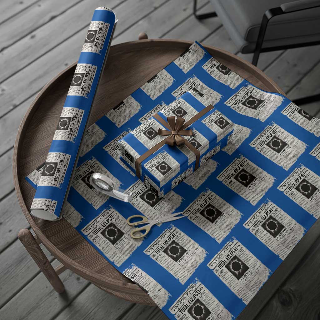 Retro Vintage Science Magazine Total Solar Eclipse 2024 Wrapping Paper Roll Historic Totality Astronomy Geek Memorabilia