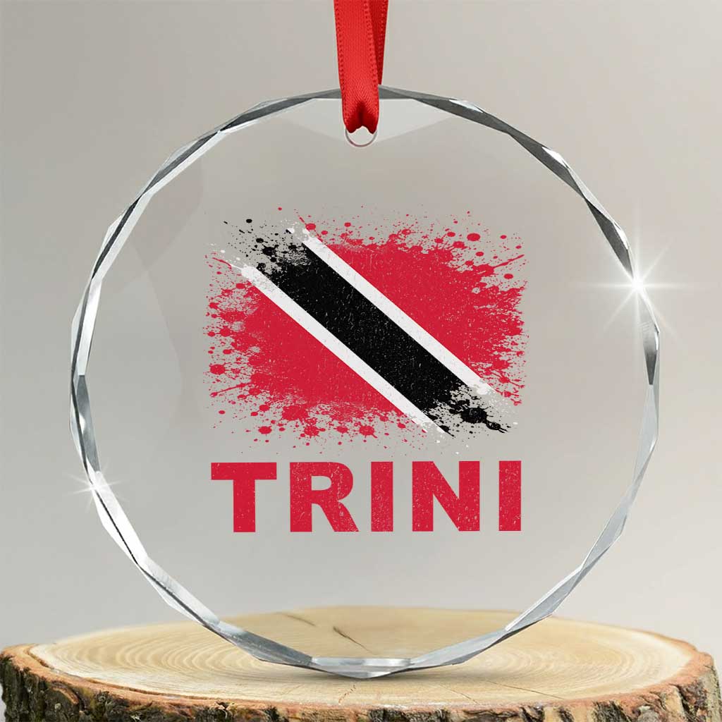Retro Vintage Trini Crystal Glass Ornament Watercolors Sport Trinidad and Tobago Flag