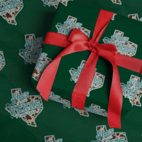 Retro Western She is From Texas I Can Tell Wrapping Paper Roll Trendy Turquoise Glitter Coquette and Cow Print Effect Graphic
