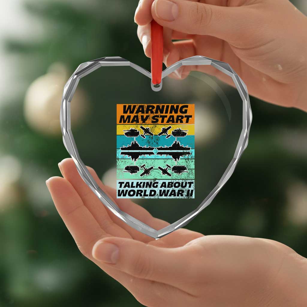 Retro World War 2 Memorabilia Heart Crystal Glass Ornament May Start Talking About WWII WW2 Gear - Wonder Print Shop