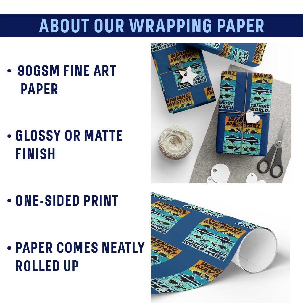 Retro World War 2 Memorabilia Wrapping Paper Roll May Start Talking About WWII WW2 Gear - Wonder Print Shop