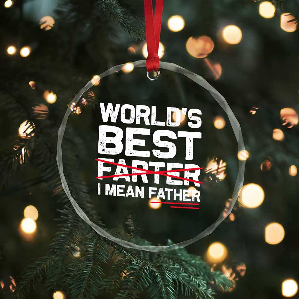 Retro World's Best Farter I Mean Father Crystal Glass Ornament Funny Best Dad - Wonder Print Shop