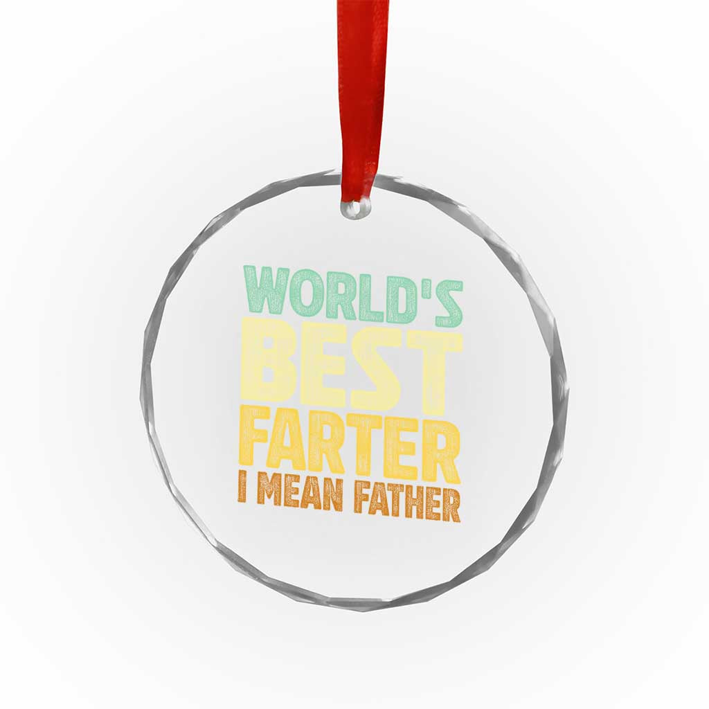 Retro World's Best Farter I Mean Father Crystal Glass Ornament Gag Gift Birthday Husband Dad Fathers Day