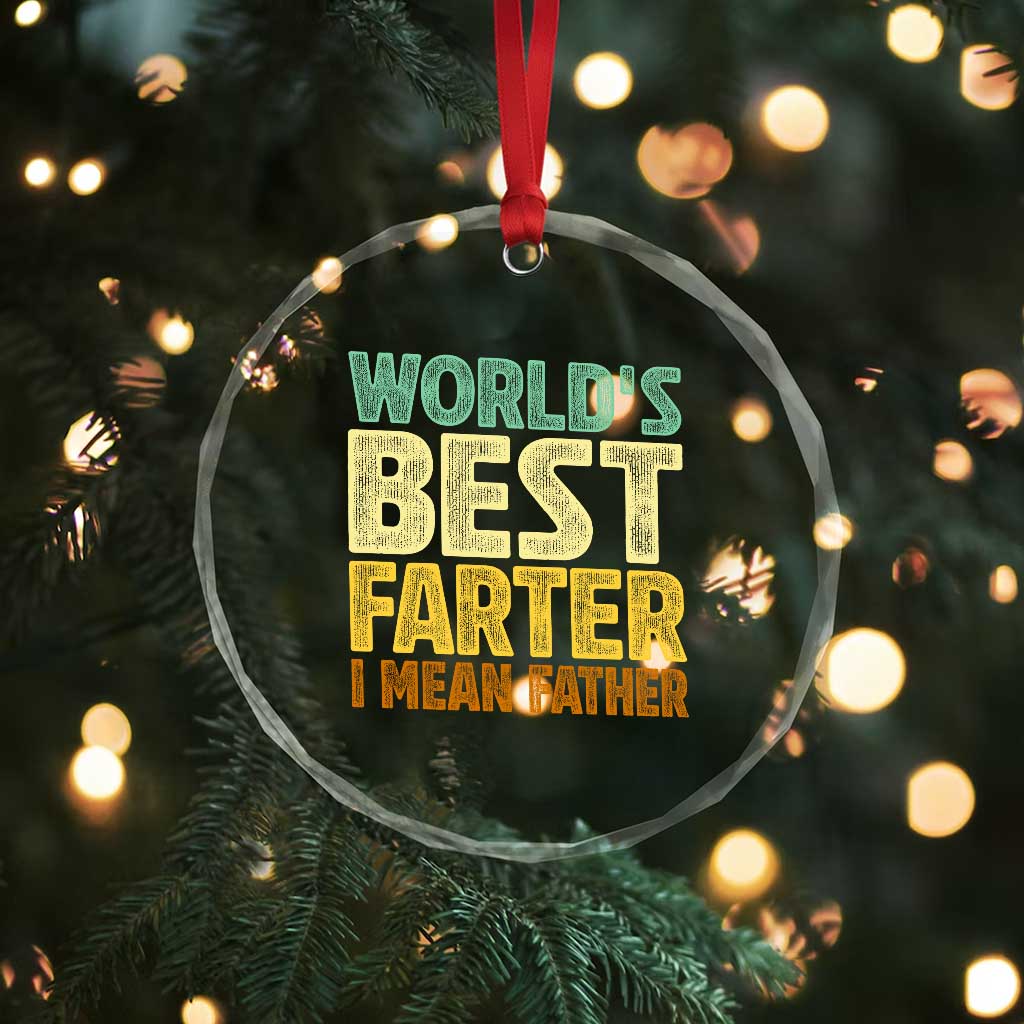 Retro World's Best Farter I Mean Father Crystal Glass Ornament Gag Gift Birthday Husband Dad Fathers Day
