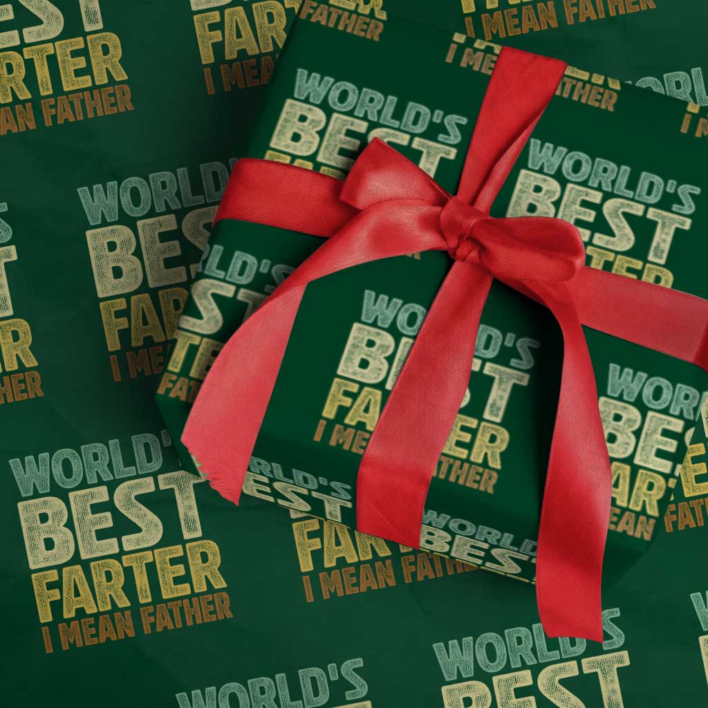 Retro World's Best Farter I Mean Father Wrapping Paper Roll Gag Gift Birthday Husband Dad Fathers Day