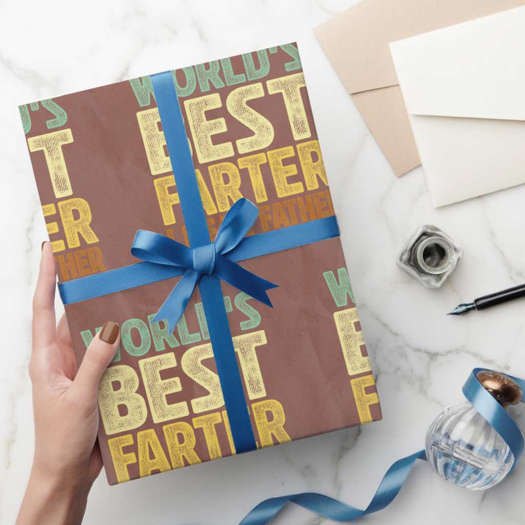 Retro World's Best Farter I Mean Father Wrapping Paper Roll Gag Gift Birthday Husband Dad Fathers Day