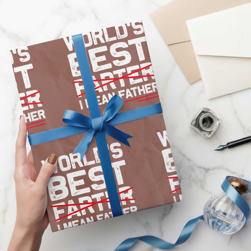 Retro World's Best Farter I Mean Father Wrapping Paper Roll Funny Best Dad - Wonder Print Shop