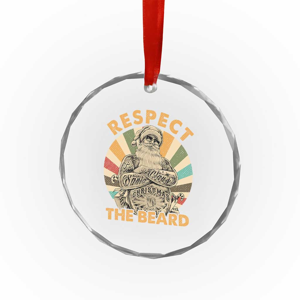 Retro Xmas Crystal Glass Ornament Respect The Beard Cool Santa Vintage TS09
