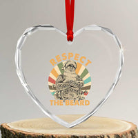 Retro Xmas Heart Crystal Glass Ornament Respect The Beard Cool Santa Vintage - Wonder Print Shop
