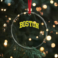 Retro Yellow Boston Massachusetts MA Vintage Throwback Running Crystal Glass Ornament