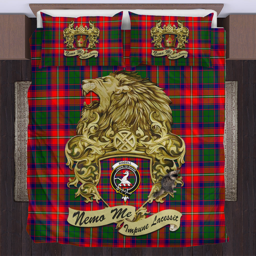 riddell-tartan-bedding-set-motto-nemo-me-impune-lacessit-with-vintage-lion-family-crest-tartan-plaid-duvet-cover-scottish-tartan-plaid-comforter-vintage-style