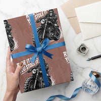 Ride It Like You Stole It Skeleton Rider Vintage Motorcycle Graphic Wrapping Paper Roll Biker Enthusiasts