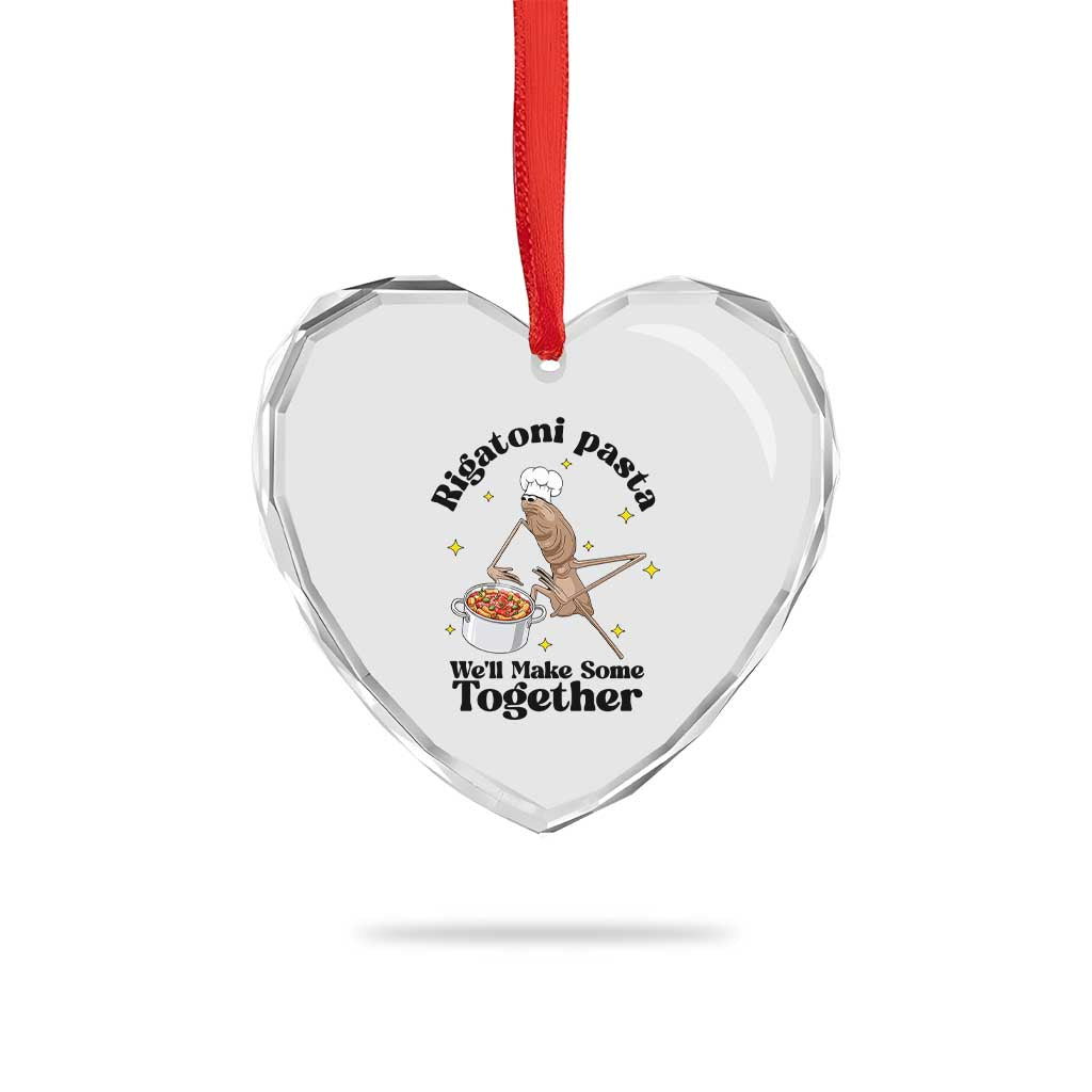 Rigatoni Pasta Chef Marcus The Worm Heart Crystal Glass Ornament We'll Make Some Together Wholesome Weird Meme - Wonder Print Shop