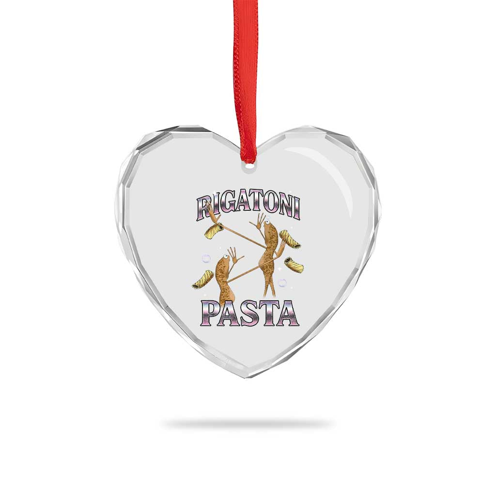 Rigatoni Pasta Lover Marcus The Worm Heart Crystal Glass Ornament Retro 90s Bootleg Weird Meme Internet Humor - Wonder Print Shop