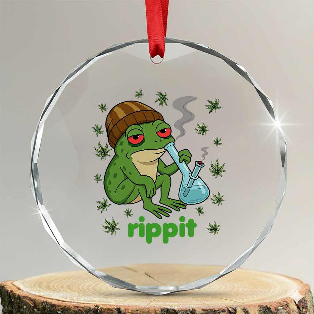 Rippit Frog Crystal Glass Ornament Funny 420 Stoner Weed Humor - Wonder Print Shop
