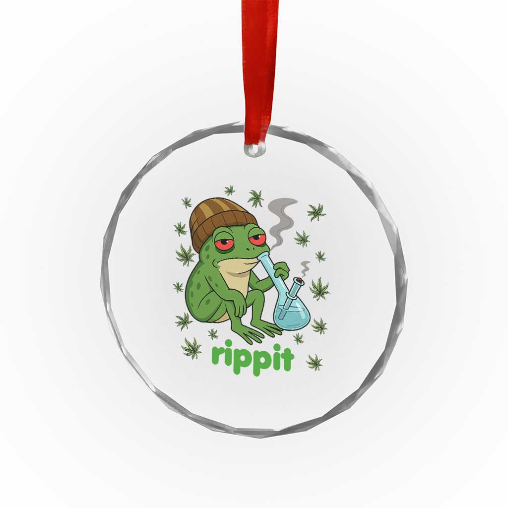 Rippit Frog Crystal Glass Ornament Funny 420 Stoner Weed Humor - Wonder Print Shop