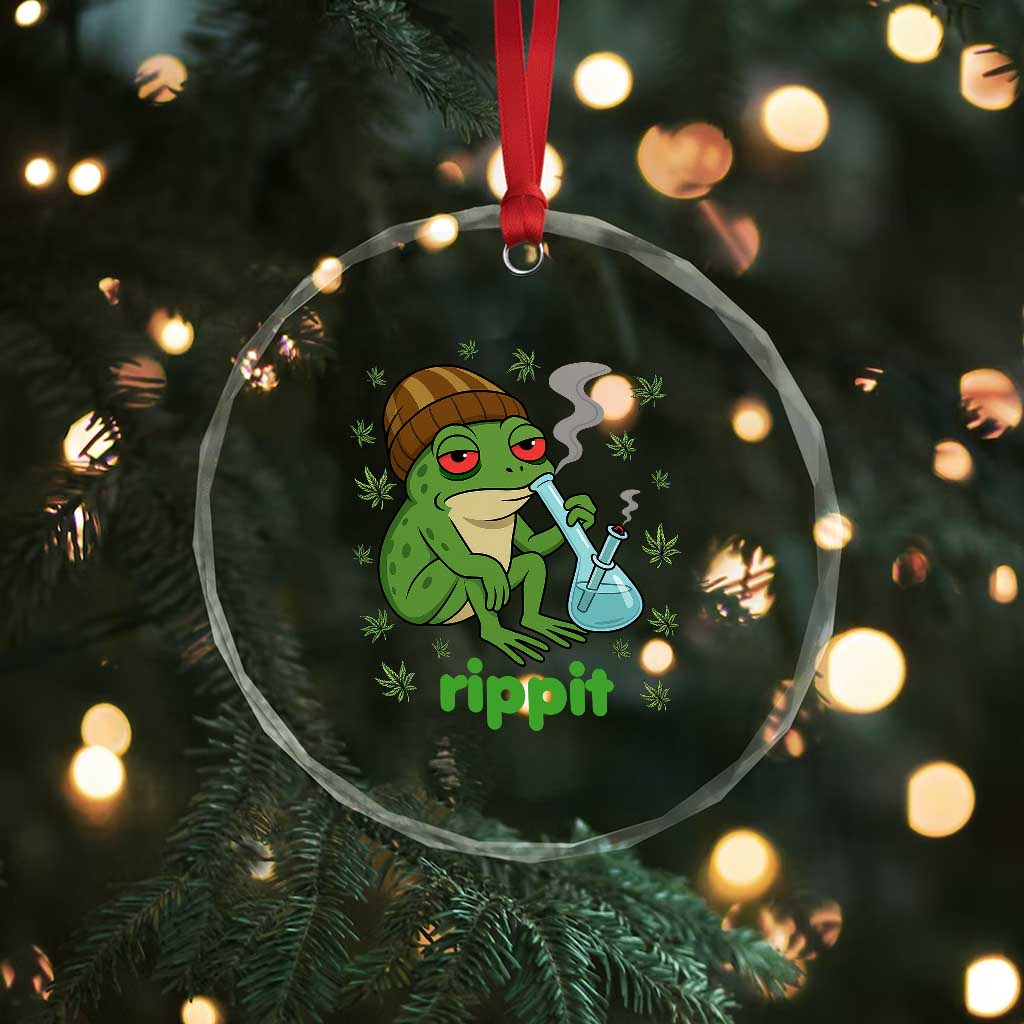 Rippit Frog Crystal Glass Ornament Funny 420 Stoner Weed Humor - Wonder Print Shop