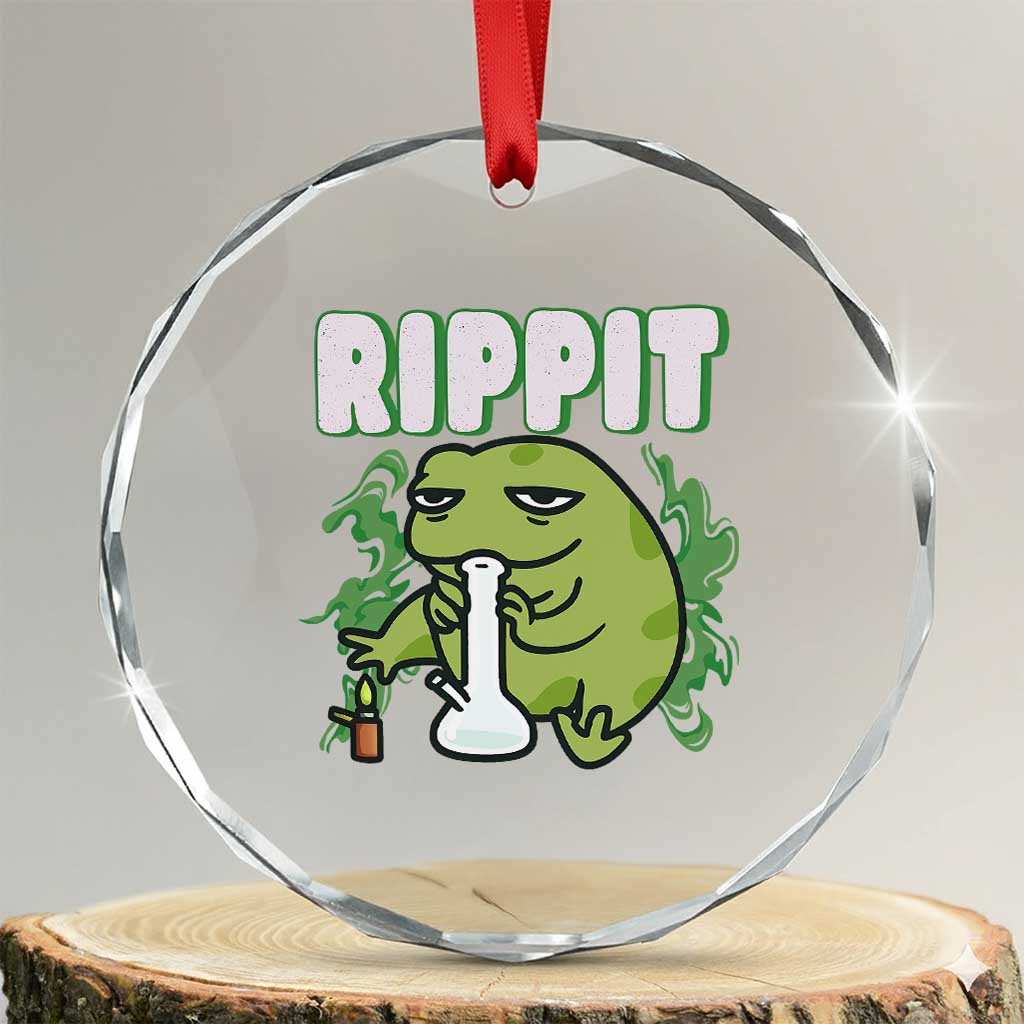 Rippit Frog Meme Crystal Glass Ornament Funny Stoner Bong Rip - Wonder Print Shop