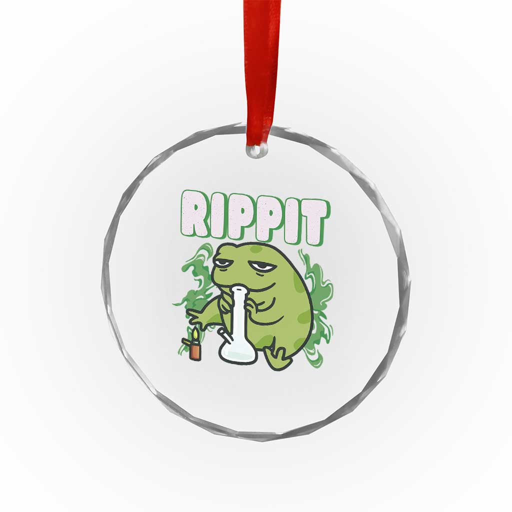 Rippit Frog Meme Crystal Glass Ornament Funny Stoner Bong Rip - Wonder Print Shop