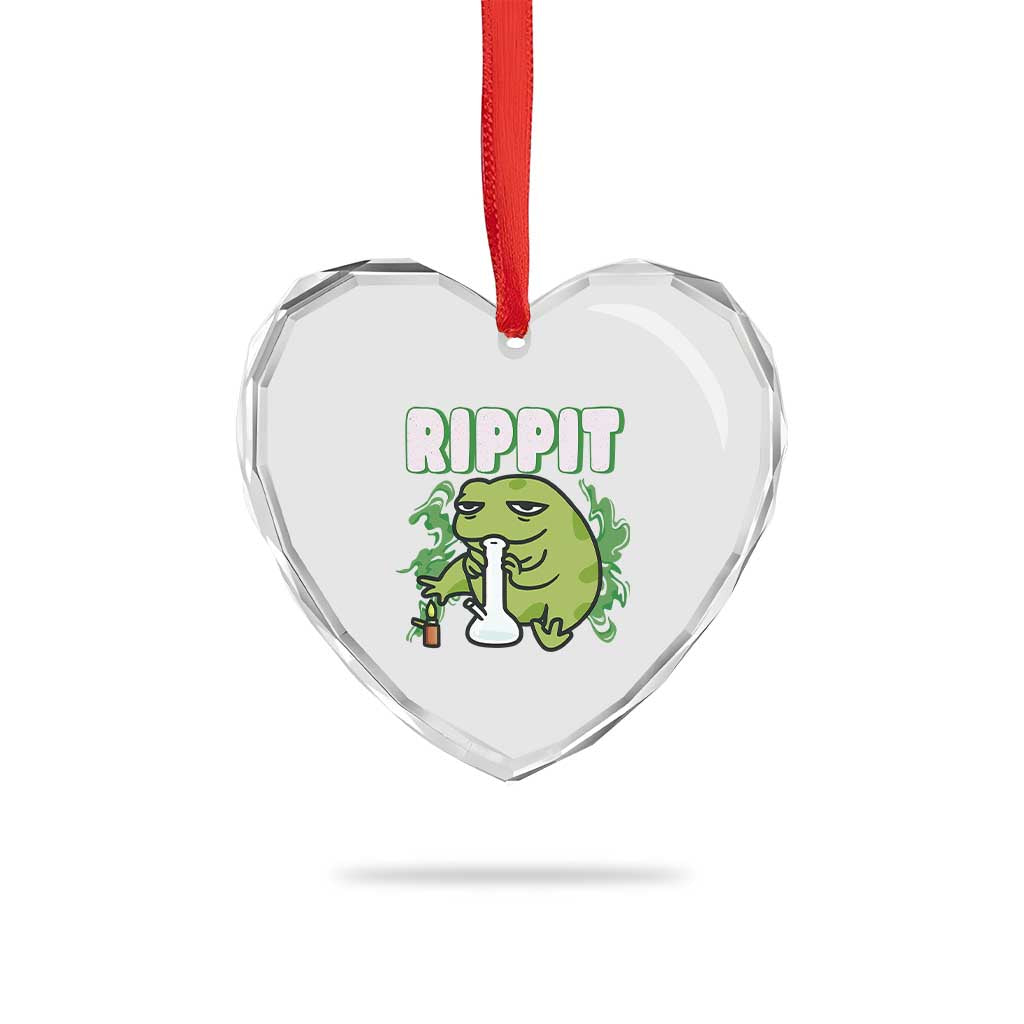 Rippit Frog Meme Heart Crystal Glass Ornament Funny Stoner Bong Rip - Wonder Print Shop