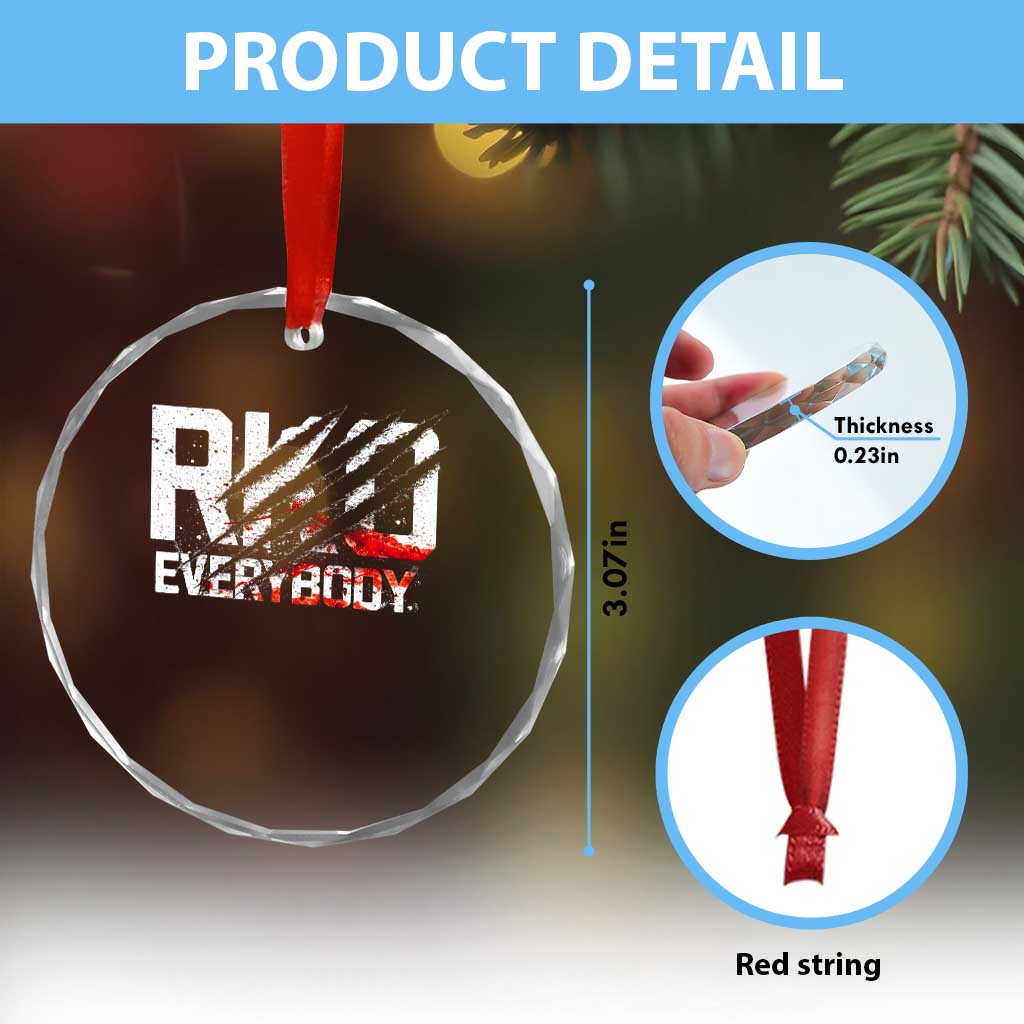 RKO Everybody Crystal Glass Ornament Grunge Blood Stained Scratch Mark